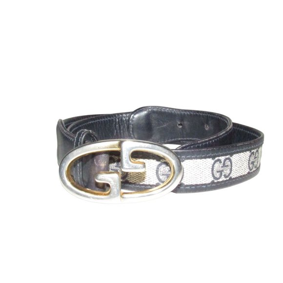 Gucci Navy Guccissima Leather Belt w a Two-tone GG Buckle - Picture 12 of 16
